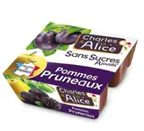Dessert fruitier sans sucres ajouté pomme pruneau, Charles & Alice (4 x 100 g)