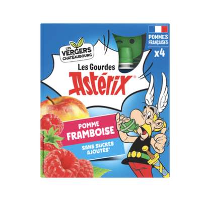 Compote pomme/framboise sans sucres ajoutés, Les Vergers de Chateaubourg  (4 x 90 g)