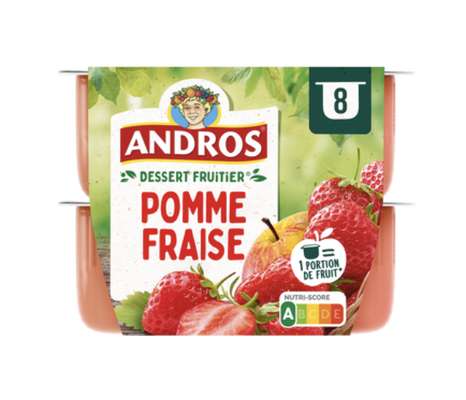 Compote pomme/fraise, Andros  (8 x 100 g)
