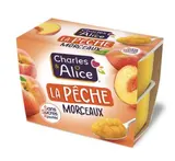 Dessert fruitier morceaux de pêche sans sucres, Charles & Alice (4 x 95 g)