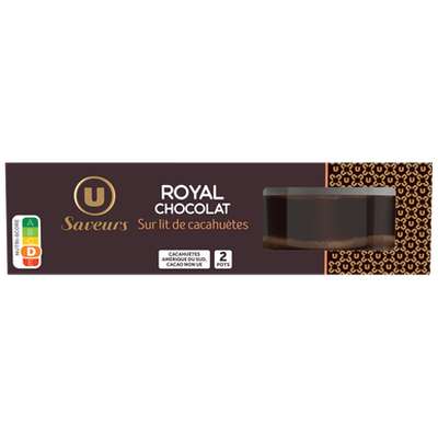 Royal chocolat sur lit de cachuètes, U Saveurs (2 x 80 g)