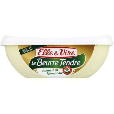 Beurre tendre normand demi-sel en barquette, Elle & Vire (250 g)