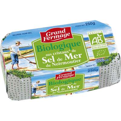 Beurre moulé  au sel de mer BIO, Grand Fermage (250 g)