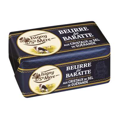 Beurre de baratte aux cristaux de sel de Guérande, Isigny Sainte Mère (250 g)