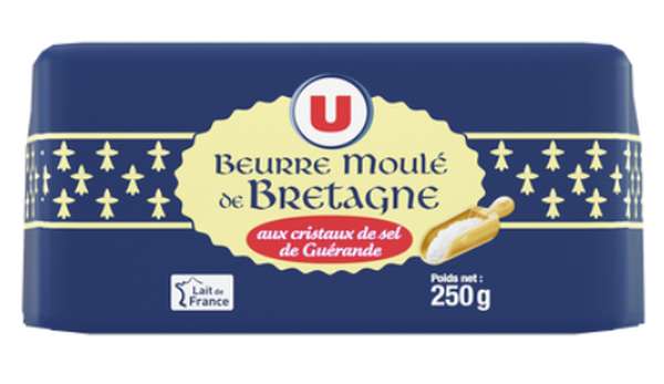Beurre moulé aux cristaux sel de Guérande 80% mg, U (250 g)