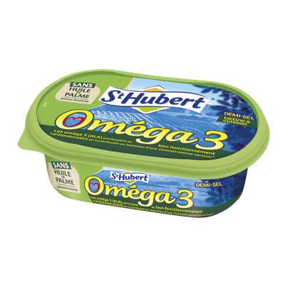 Margarine Omega 3 sans huile de palme demi-sel, Saint Hubert (250 g)