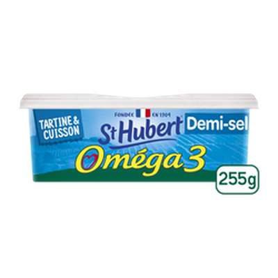 Margarine Omega 3 demi-sel tartine et cuisson, St Hubert (255 g)