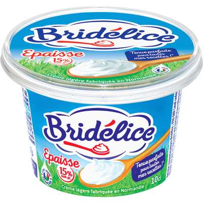 Crème fraîche épaisse légère 15% de MG, Bridélice (10 cl)