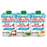 Crème fraîche semi épaisse 4% MG, Elle & Vire (3 x 20 cl)