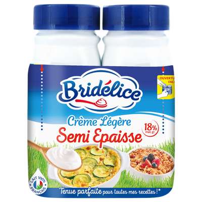 Crème légère semi épaisse 18% MG UHT, Bridélice (2 x 25 cl)