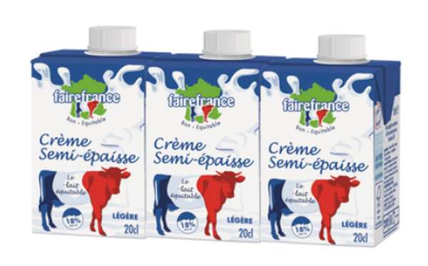 Crème légère semi-épaisse 18%mg UHT, Fairefrance (3 x 20 cl)