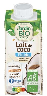 Lait de coco fluide BIO, Jardin Bio (200 ml)