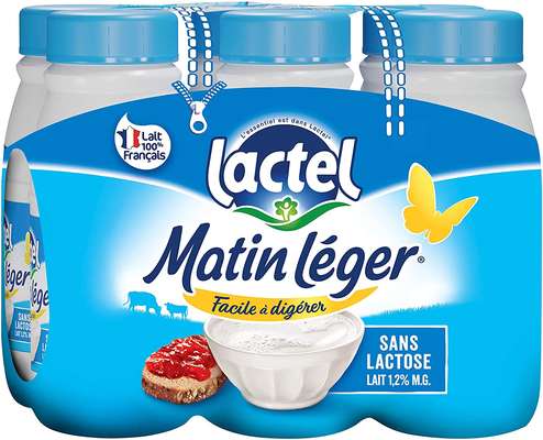 Pack Lait Matin Léger facile à digérer 1,2% MG, Lactel (6 x 25 cl)
