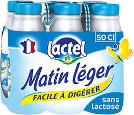 Pack Lait Matin léger facile à digérer 1,2% MG, Lactel (6 x 50 cl)