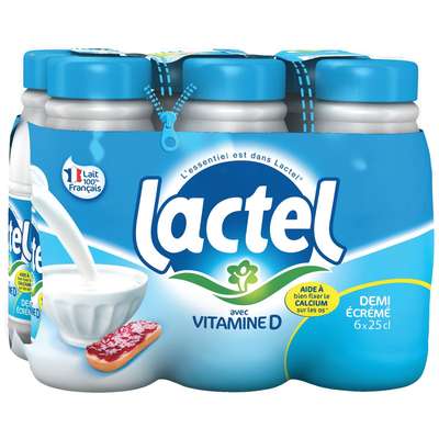 Pack de Lait demi-écrémé, Lactel (6 x 25 cl)
