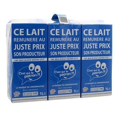 Pack de lait demi-écrémé, C'est qui le patron (6 x 1 L)