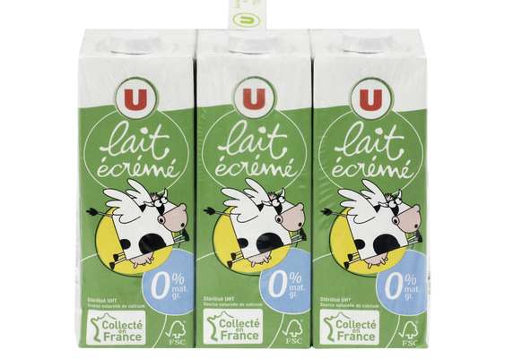 Pack de lait écrémé UHT, U (6 x1 L)