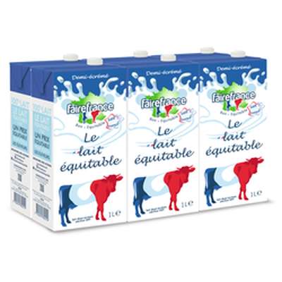 Lait équitable demi écrémé, Fairefrance (6 x 1 L)