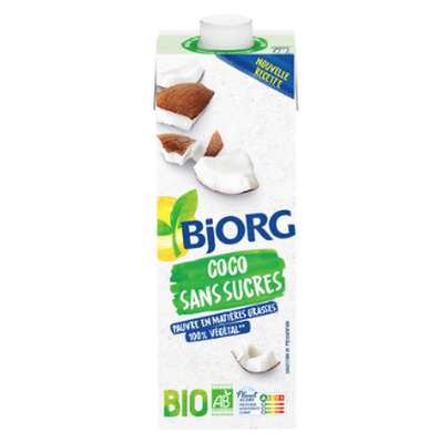 Boisson coco sans sucres ajoutés BIO, Bjorg (1 L)