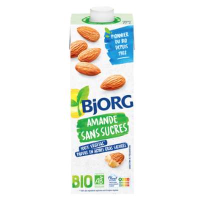 Boisson végétale amande sans sucres ajoutés BIO, Bjorg (1 L)