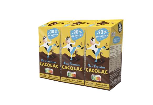 Boisson lactée au chocolat moins sucrée et réduit en lactose, Cacolac (3 x 20 cl)