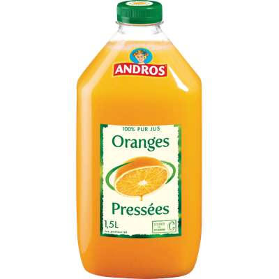 Jus d'oranges pressées frais, Andros (1,5 L)