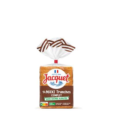 Pain de mie complet maxi tranches sans sucre ajouté, Jacquet (550 g)