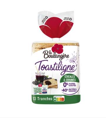Pain de mie aux céréales Toastiligne, La Boulangère (500 g)