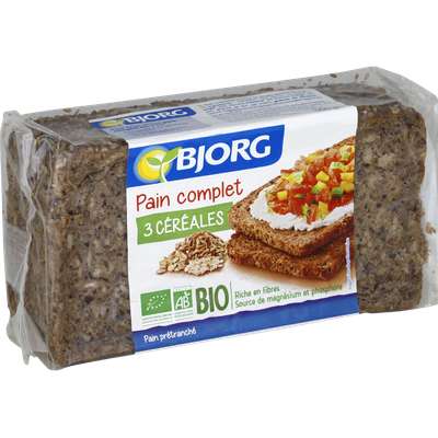 Pain complet aux 3 céréales BIO, Bjorg (500 g)