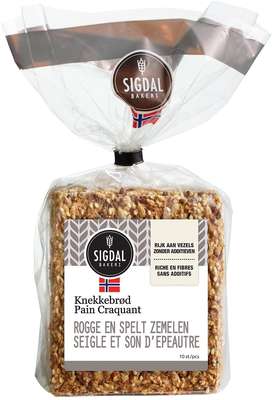 Pain craquant Norvegien - Seigle et son d'épeautre, Sigdal Bakeri (190 g)