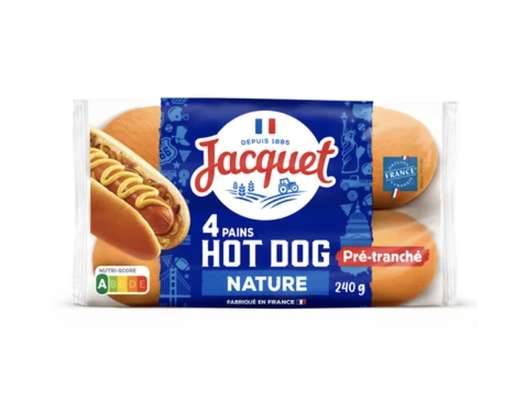 Pains à hot dog nature, Jacquet  (4 x 240 g)