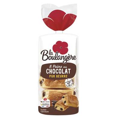 Pain au chocolat pur beurre, La Boulangère (x8, 400 g)