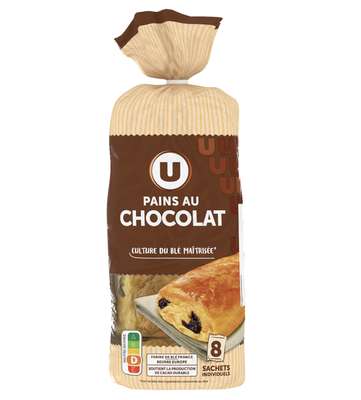 Pain au chocolat pur beurre, U (x 8, 360 g)
