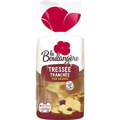Brioche tressée tranchée pur beurre, La Boulangère (650 g)