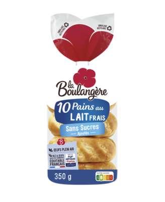 Pains au lait sans sucres ajoutés, La Boulangère (x 10, 350 g)