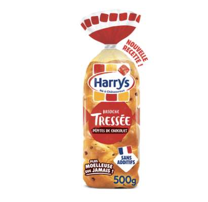 Brioche tressée aux pépites de chocolat sans additif, Harry's (500 g)