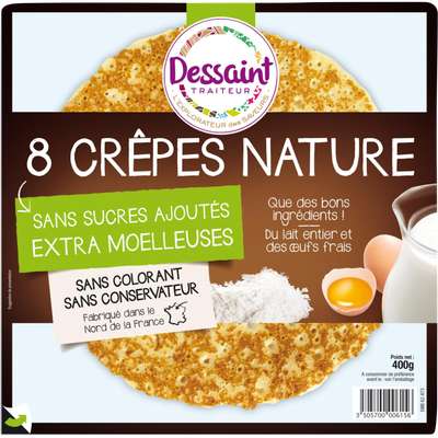 Crêpes natures moelleuses sans sucre ajouté, Daniel Dessaint (x 8, 400 g)