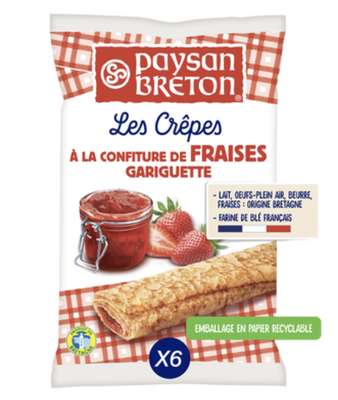 Crêpes fourrées à la confiture de fraises de Plougastel, Paysan Breton (x 6, soit 180 g)