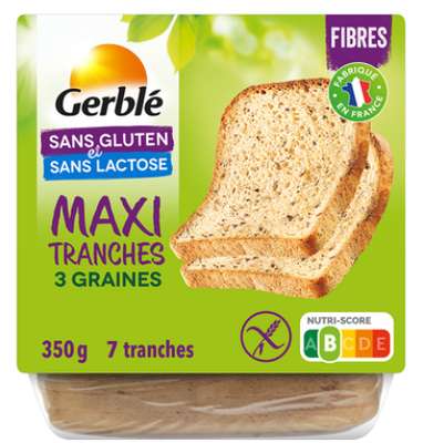Pain moelleux 3 graines sans gluten, Gerblé (350 g)