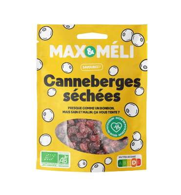 Cranberries ou canneberges séchées BIO, Max & Méli (125 g), Canada