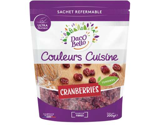 Cranberries séchées sachet refermable, Daco Bello (200 g)
