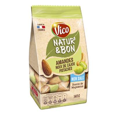 Natur' bon amandes noix de cajou pistaches non salées, Vico (140 g)