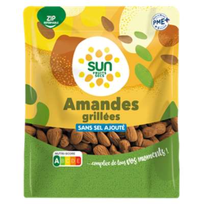 Amandes décortiquées, grillées et sans sel, Sun (300 g)