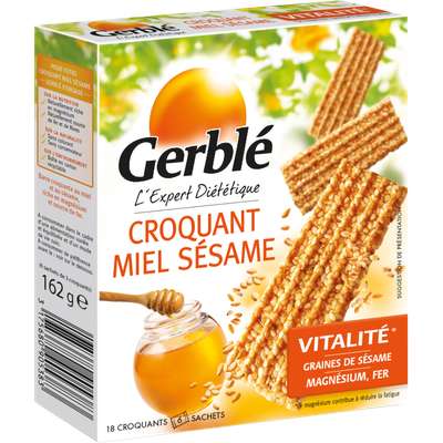 Croquants miel sésame, Gerblé (x 6 sachets de 3 barres, 162 g)