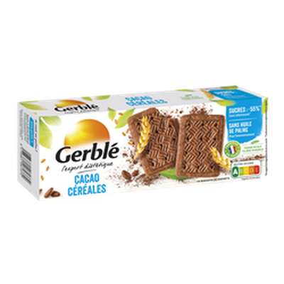 Biscuits au cacao et aux céréales, à teneur réduite en sucres, Gerblé  (160 g)