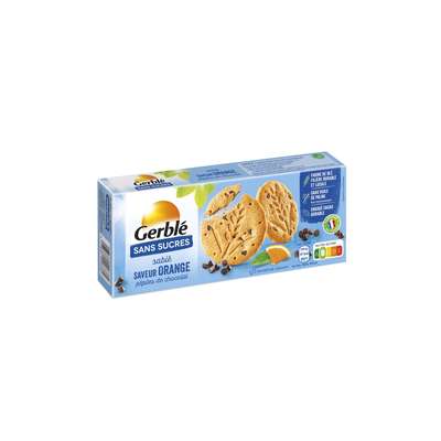 Biscuits sablés orange pépites de chocolat sans sucres, Gerblé (132 g)
