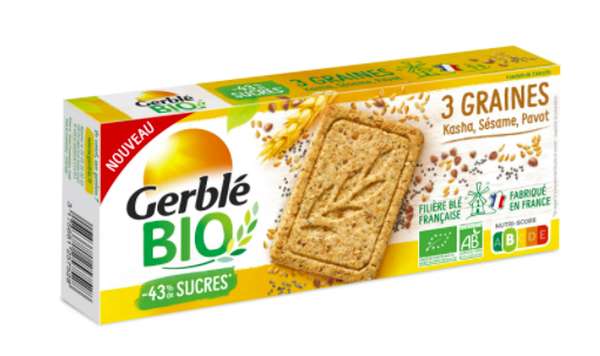 Biscuits sablés 3 graines sésame, pavot et kasha, Gerblé (132 g)