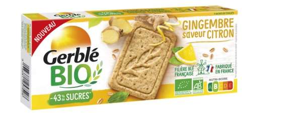 Sablés au gingembre huile essentielle de citron BIO, Gerblé (132 g)
