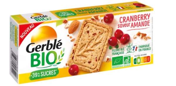 Sablés aux cranberries huile essentielle d'amande amère BIO, Gerblé  (132 g)