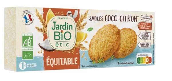 Sablés à la noix coco et au citron BIO, Jardin Bio (150 g)